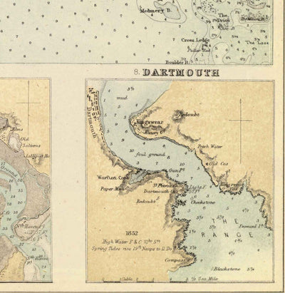 Antiguo mapa de los puertos del sureste de Inglaterra, 1872 por Fullarton - Margate, Dover, Falmouth, Folkestone, Portsmouth