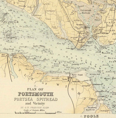 Antiguo mapa de los puertos del sureste de Inglaterra, 1872 por Fullarton - Margate, Dover, Falmouth, Folkestone, Portsmouth