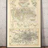 Mapa antiguo de los puertos de la costa oeste de Escocia, 1872 por Fullarton - Glasgow, Largs, Portpatrick, Irvine, Ayr