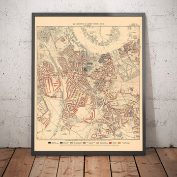 Karte der Armut in London 1898-9, Südöstlicher Bezirk, von Charles Booth - New Cross, Blackheath, Nunhead, Deptford - SE8, SE10, SE14 