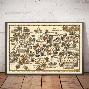 Piano di Pratts della Bath Road, 1930 di A.E. Taylor - Londra, Berkshire, Wiltshire, Gloucestershire, Somerset - Mappa di auto d&