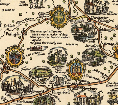 Pratts Plan of Bath Road, 1930 by A.E. Taylor - London, Berkshire, Wiltshire, Gloucestershire, Somerset - Old Vintage Car Map - Esso, Standard Oil