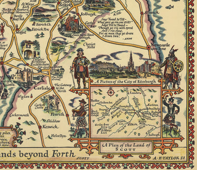 PRATTS Plan d'essai élevé de l'Ecosse 1931 - Édimbourg, Glasgow, Highlands - Vieille Carte de voitures Vintage - Esso, huile standard