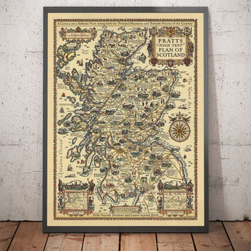 Piano di Test High di Pratts di Scozia 1931 - Edimburgo, Glasgow, Highlands - Mappa di Auto d&