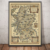 Pratts High Test Plan von Schottland 1931 - Edinburgh, Glasgow, Highlands - Alte Vintage-Automobilkarte - Esso, Standard Oil 