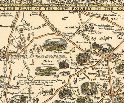 Pratts High Test Plan of the New Forest, 1930 - Hampshire, Lyndhurst - Old Vintage Motoring Car Map - Esso, Standard Oil