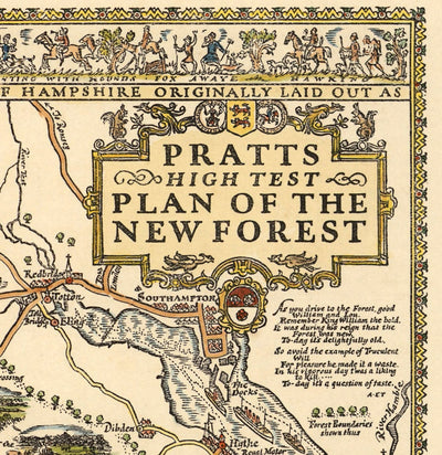 Pratts High Test Plan of the New Forest, 1930 - Hampshire, Lyndhurst - Old Vintage Motoring Car Map - Esso, Standard Oil