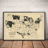 Old Map of Alcohol Pre-Prohibition in the USA, 1915 - State Prohibition & Licensing Laws Before 18th Amendment