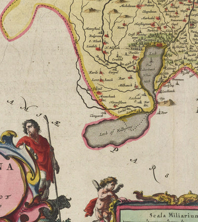 Old Map of Renfrewshire in 1665 by Joan Blaeu - Glasgow, Renfrew, Paisley, Inchinnan, Bishopton, River Clyde
