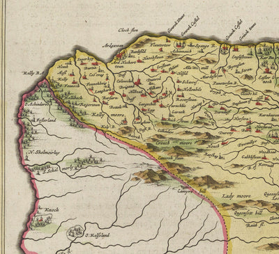 Old Map of Renfrewshire in 1665 by Joan Blaeu - Glasgow, Renfrew, Paisley, Inchinnan, Bishopton, River Clyde