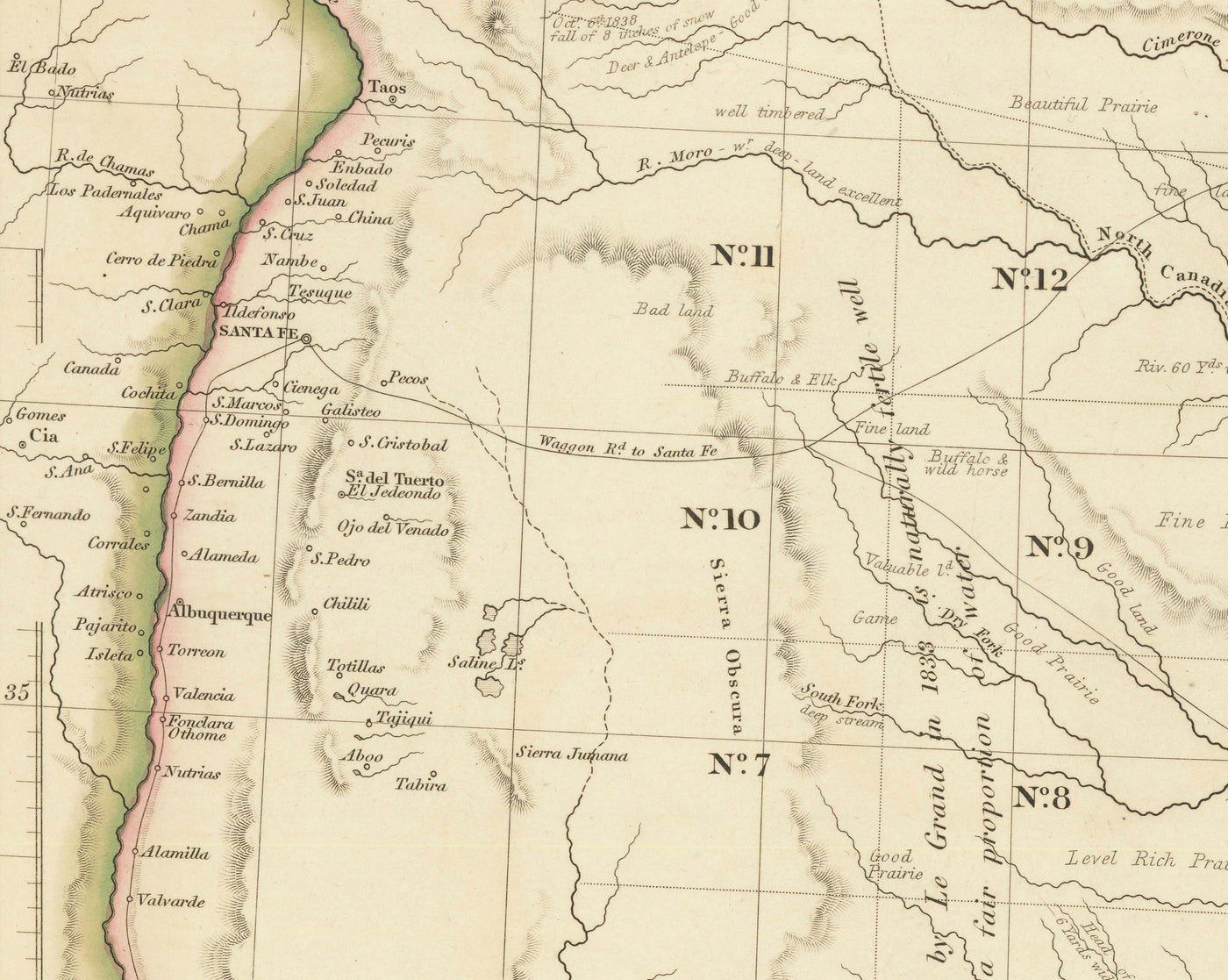 Ancienne carte de la République du Texas, 1841 - Pays indépendant avant les États-Unis, Houston, San Antonio, Golfe du Mexique