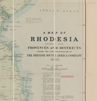 Alte Karte von kolonialem Rhodesien, 1897 von Edward Stanford - Simbabwe, Mosambik, Südafrika, Harare 
