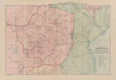 Alte Karte von kolonialem Rhodesien, 1897 von Edward Stanford - Simbabwe, Mosambik, Südafrika, Harare 