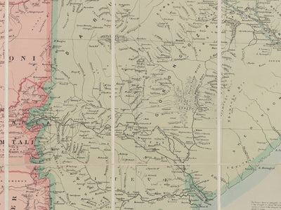 Alte Karte von kolonialem Rhodesien, 1897 von Edward Stanford - Simbabwe, Mosambik, Südafrika, Harare 