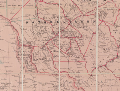Alte Karte von kolonialem Rhodesien, 1897 von Edward Stanford - Simbabwe, Mosambik, Südafrika, Harare 