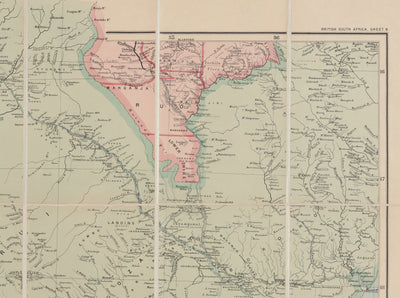 Alte Karte von kolonialem Rhodesien, 1897 von Edward Stanford - Simbabwe, Mosambik, Südafrika, Harare 
