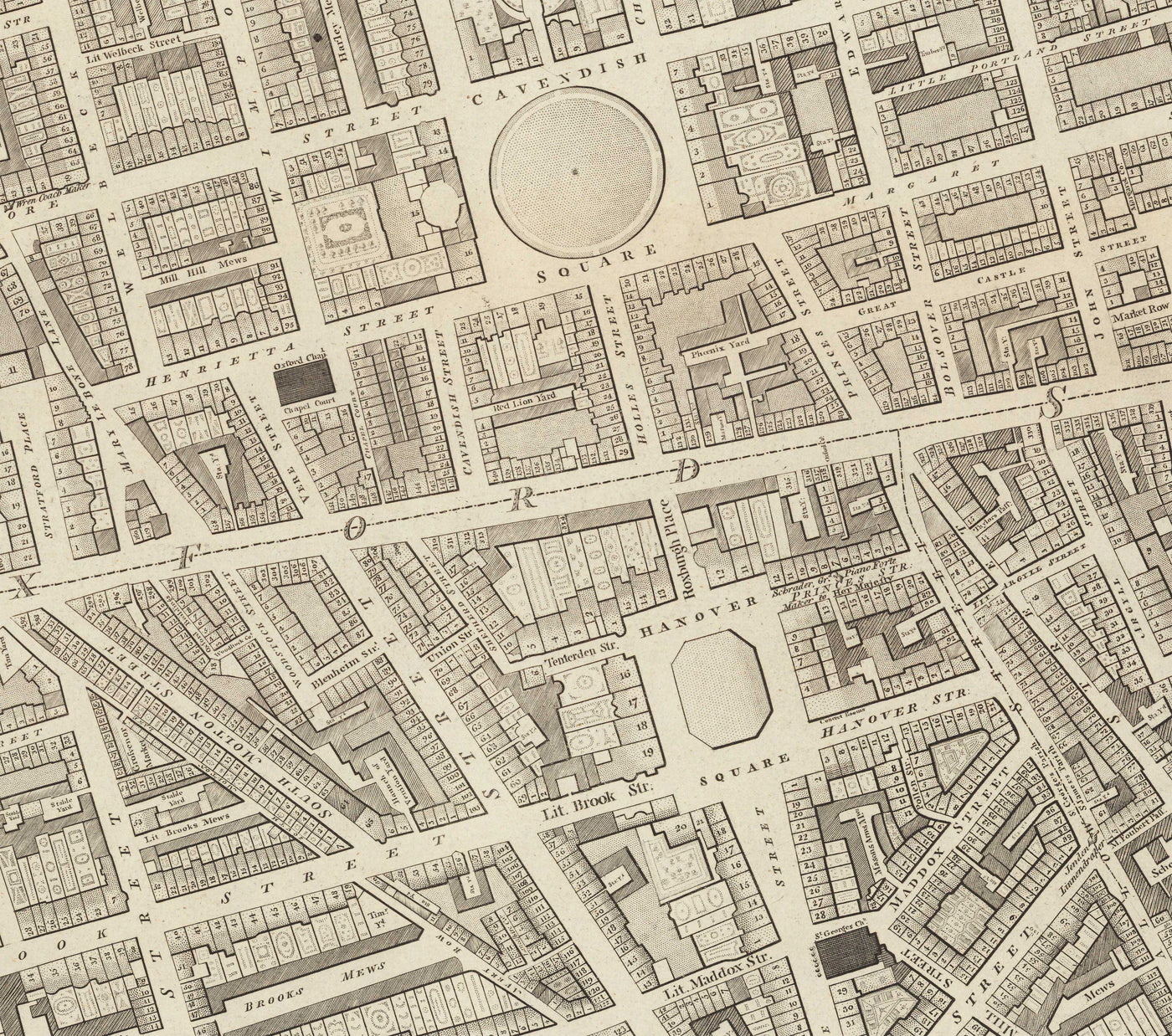 Complete Map of London by Richard Horwood, 1799 - Every Single House & Building In London