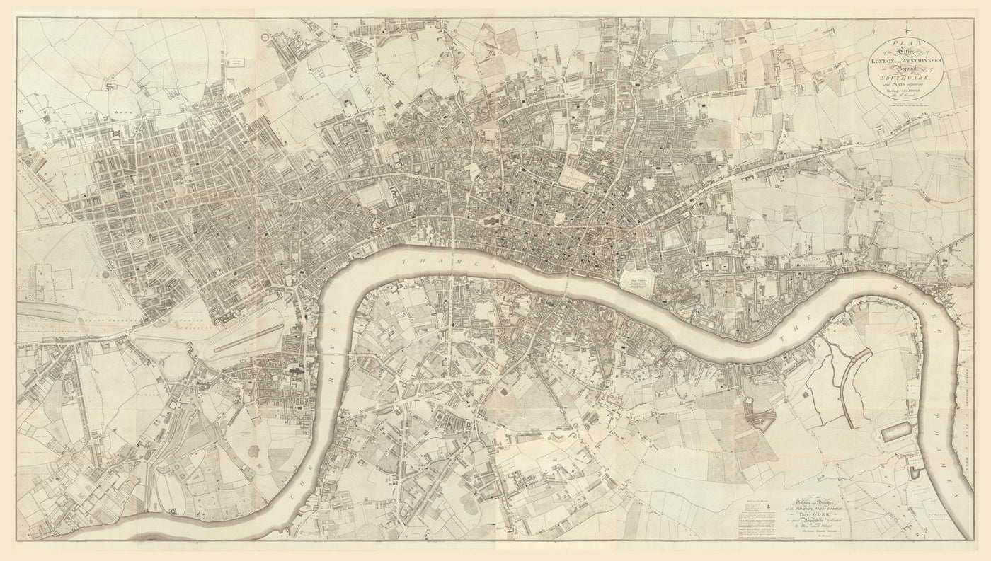 Complete Map of London by Richard Horwood, 1799 - Every Single House & Building In London