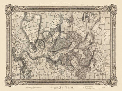 Old Map of South East London in 1746 by John Rocque - Chislehurst, Bromley, Mottingham, Southend, Widmore, SE6, SE12, SE9, SE13