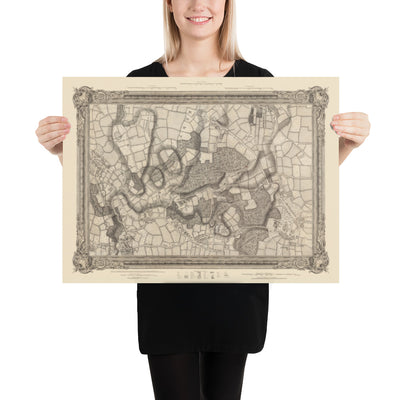 Old Map of South East London in 1746 by John Rocque - Chislehurst, Bromley, Mottingham, Southend, Widmore, SE6, SE12, SE9, SE13
