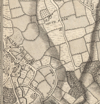 Old Map of South East London in 1746 by John Rocque - Chislehurst, Bromley, Mottingham, Southend, Widmore, SE6, SE12, SE9, SE13