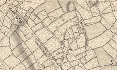 Antiguo mapa del oeste y centro de Londres en 1746 por John Rocque - Hamersmith, Kensington, Hyde Park, Knightsbridge, Shepherd's Bush, SW3,SW5, SW7, W2, W6, W10, W12, W14, NW8