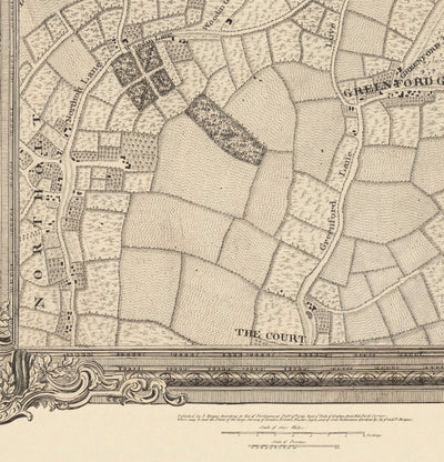 Old Map of North West London in 1746 by John Rocque - Wembley, Preston, Alperton, Northolt, Roxeth Green, W3, W5, W7,W13, NW10
