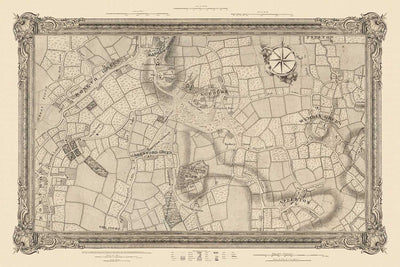 Old Map of North West London in 1746 by John Rocque - Wembley, Preston, Alperton, Northolt, Roxeth Green, W3, W5, W7,W13, NW10