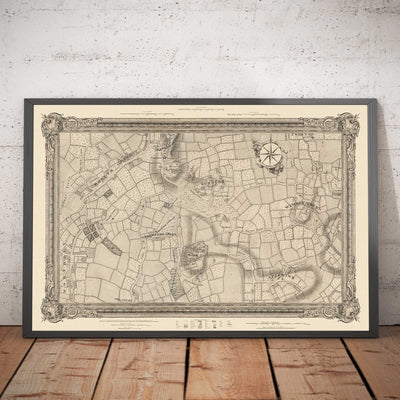 Old Map of North West London in 1746 by John Rocque - Wembley, Preston, Alperton, Northolt, Roxeth Green, W3, W5, W7,W13, NW10