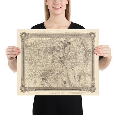 Alte Karte von West-London im Jahr 1746 von John Rocque - Brentford, Ealing, Acton, Hanwell, Chiswick, W3, W4, W5, W7, W13 