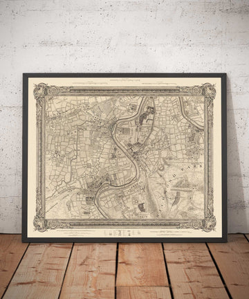 Ancienne carte du sud-ouest de Londres en 1746 par John Rocque - Twickenham, Isleworth, Richmond Park, Hounslow, Whitton, SW14, TW1, TW2, TW4