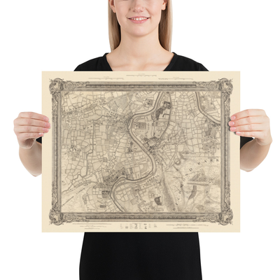 Old Map of South West London in 1746 by John Rocque - Twickenham, Isleworth, Richmond Park, Hounslow, Whitton, SW14, TW1, TW2, TW4