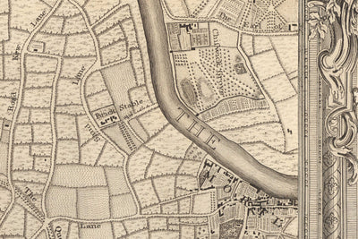Old Map of South West London in 1746 by John Rocque - Twickenham, Isleworth, Richmond Park, Hounslow, Whitton, SW14, TW1, TW2, TW4