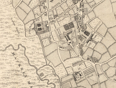 Ancienne carte du nord-est de Londres en 1746 par John Rocque - Wanstead, Walthamstow, Leyton, Aldersbrook, Woodford, E7, E9, E10, E11, E12, E15