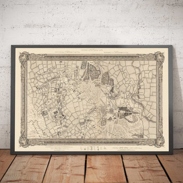 Ancienne carte du nord-est de Londres en 1746 par John Rocque - Wanstead, Walthamstow, Leyton, Aldersbrook, Woodford, E7, E9, E10, E11, E12, E15