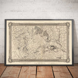 Ancienne carte du nord-est de Londres en 1746 par John Rocque - Wanstead, Walthamstow, Leyton, Aldersbrook, Woodford, E7, E9, E10, E11, E12, E15