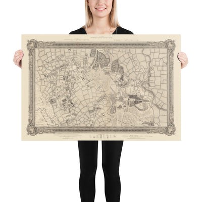 Ancienne carte du nord-est de Londres en 1746 par John Rocque - Wanstead, Walthamstow, Leyton, Aldersbrook, Woodford, E7, E9, E10, E11, E12, E15