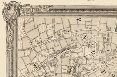 Ancienne carte du nord-est de Londres en 1746 par John Rocque - Wanstead, Walthamstow, Leyton, Aldersbrook, Woodford, E7, E9, E10, E11, E12, E15