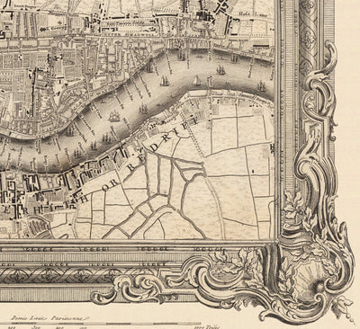 Alte Karte von Zentral-London im Jahr 1746 von John Rocque - Westminster, Waterloo, Die Stadt, Islington WC1, WC2, W1, N1, E1, E2, EC1, EC2, EC3, EC4, SW1, SE1, SE16 