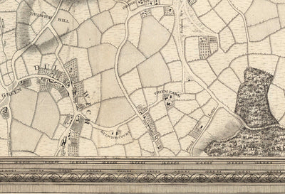 Ancienne carte du sud de Londres en 1746 par John Rocque - Peckham, Camberwell, Vauxhall, Dulwich, Lambeth, SW2, SW4, SW8, SW9, SE5, SE15, SE22, SE24