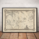 Mappa antica di South London nel 1746 di John Rocque - Peckham, Camberwell, Vauxhall, Dulwich, Lambeth, SW2, SW4, SW8, SW9, SE5, SE15, SE22, SE24 