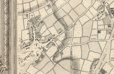 Ancienne carte du sud de Londres en 1746 par John Rocque - Peckham, Camberwell, Vauxhall, Dulwich, Lambeth, SW2, SW4, SW8, SW9, SE5, SE15, SE22, SE24