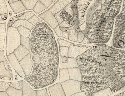 Alte Karte von Südostlondon im Jahr 1746 von John Rocque - Streatham, Beckenham, Sydenham, Knights Hill, Norwood, SE19, SE21, SE23, SE26, SE27, SW2, SW16 