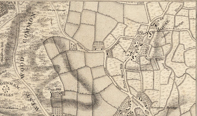 Alte Karte von Südostlondon im Jahr 1746 von John Rocque - Streatham, Beckenham, Sydenham, Knights Hill, Norwood, SE19, SE21, SE23, SE26, SE27, SW2, SW16 