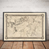 Old Map of South West London in 1746 by John Rocque - Wimbledon, Tooting, Merton, Mitcham, Morden, SW12, SW15, SW17, SW18, SW19, SW20