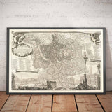 Raro mapa antiguo de Roma, Italia, por Nolli & Piranesi, 1748 - Vaticano, Basílica de San Pedro, Fuente de Trevi, Coliseo