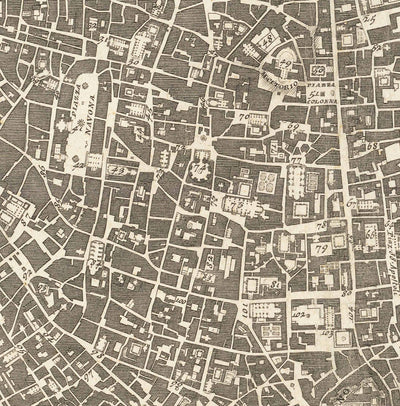 Rare ancienne carte de Rome, Italie par Nolli & Piranesi, 1748 - Vatican, Basilique St Peter, Trevi Fountain, Colosseum