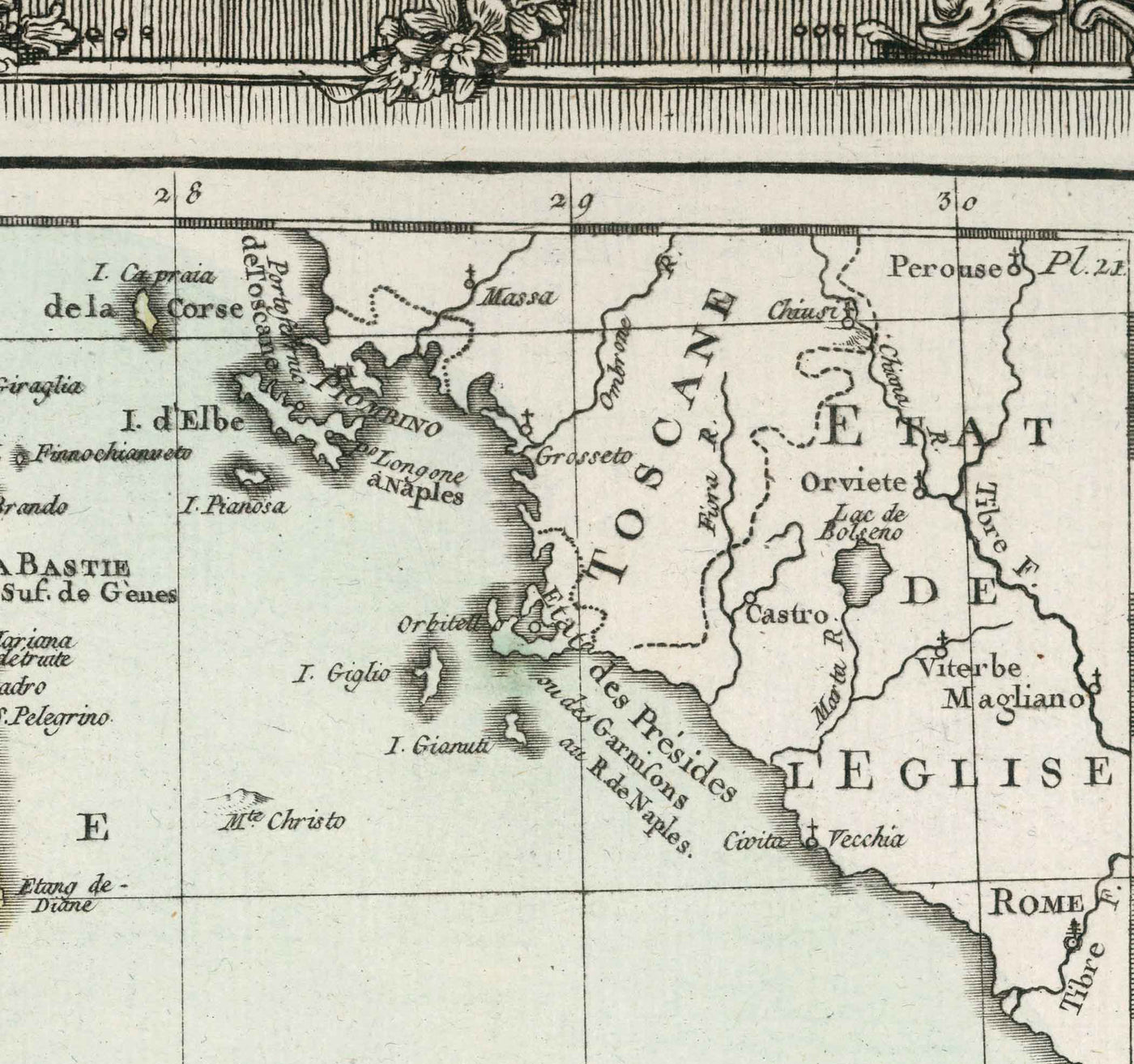 Alte Karte von Sardinien & Korsika von 1786 von Louis Charles Desnos - Sassari, Cagliari, Porto-Vecchio, Bastia, Oristano 