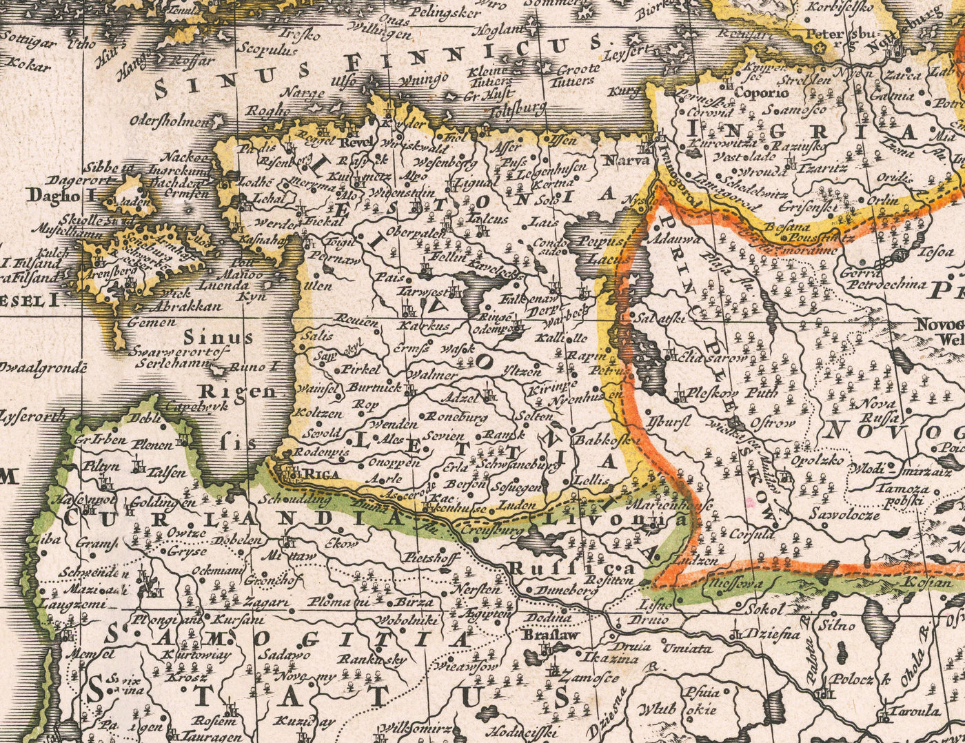 Mapa antiguo de Scandinavia, 1720 por Johann Baptist Homann - Nordic, Báltico, Dinamarca, Suecia, Finlandia, Rusia, Estonia, Letonia, Lituania