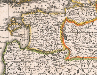 Mapa antiguo de Scandinavia, 1720 por Johann Baptist Homann - Nordic, Báltico, Dinamarca, Suecia, Finlandia, Rusia, Estonia, Letonia, Lituania